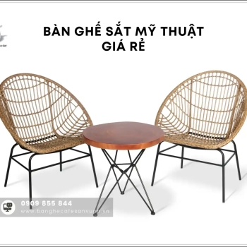 Hình ảnh Bàn Ghế Cà Phê Sân Vườn Đan Nhựa Giả Mây