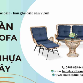 Hình ảnh Bộ Bàn Ghế Cafe Đan Giả Mây Ngoài Trời