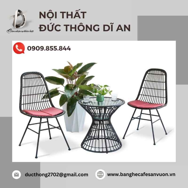 Bàn ghế cafe nhựa giả mây