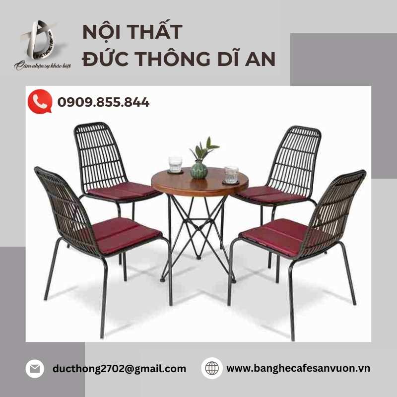 Bàn ghế cafe sắt kết hợp với chất liệu khác