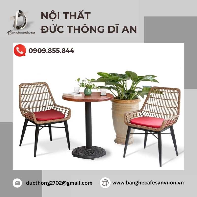 Bàn ghế cà phê sân vườn bằng mây, tre, gỗ nhựa