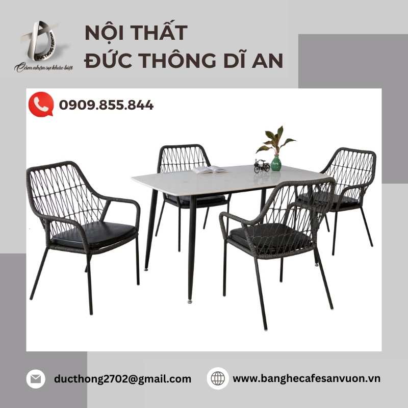 Ghế cafe đan dây dù có tay