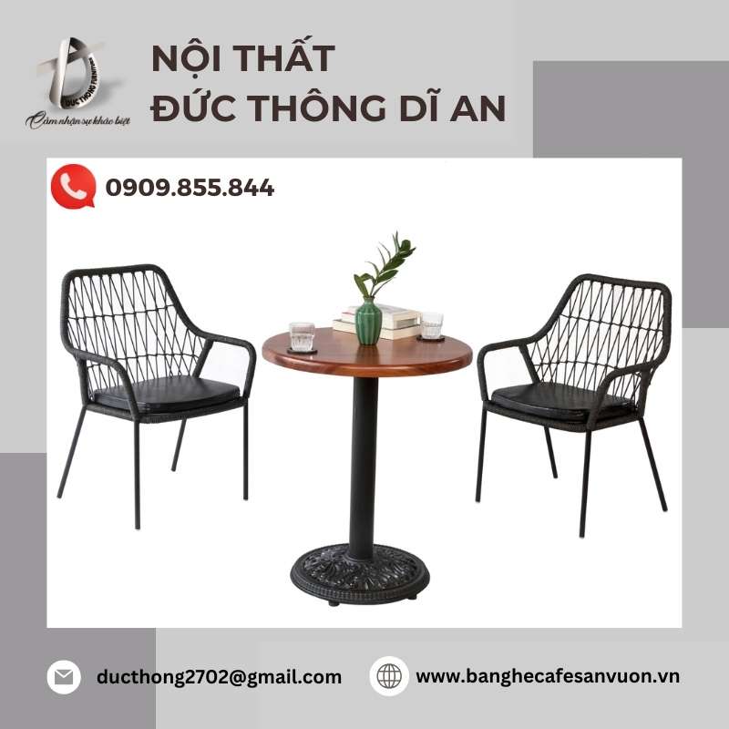 Ghế cafe đan dây dù kèm đệm