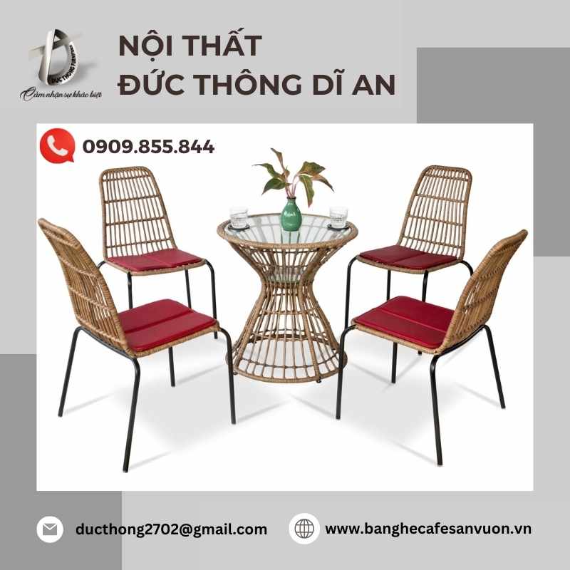 Bàn ghế cafe sử dụng chất liệu tự nhiên