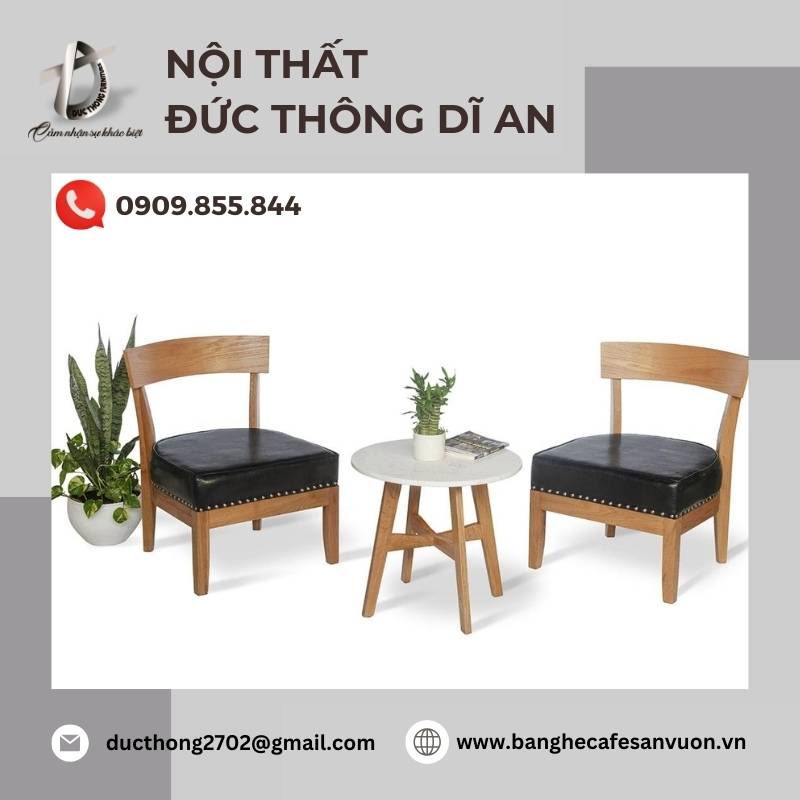 Bàn ghế cafe gỗ boho