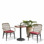 hình ảnh chi tiết Bộ Bàn Ghế Cafe Đan Giả Mây BGD14VANG