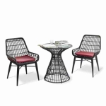 hình ảnh chi tiết Bộ Bàn Ghế Cafe Đan Giả Mây Đen BGDV905DEN