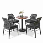 hình ảnh chi tiết Bộ Bàn Ghế Cafe Đan Dây Dù BGDD16DEN
