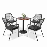 hình ảnh chi tiết Bộ Bàn Ghế Cafe Đan Dây Dù BGDD19DEN