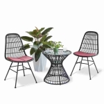 hình ảnh chi tiết Bộ Bàn Ghế Cafe Đan Giả Mây BGDV908DEN