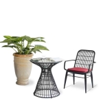 hình ảnh chi tiết Bàn Ghế Cafe Đan Nhựa Giả Mây GD06DEN